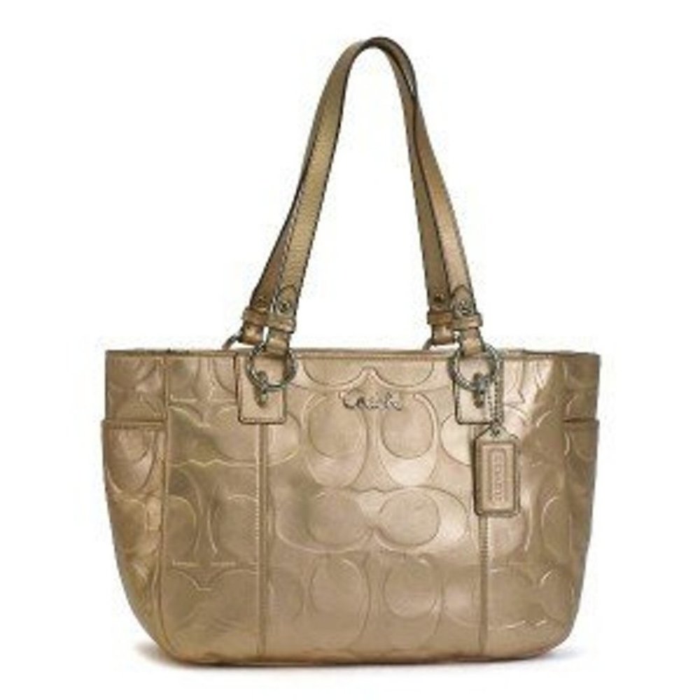 Coach Metallic Gold Signature Tote Bag